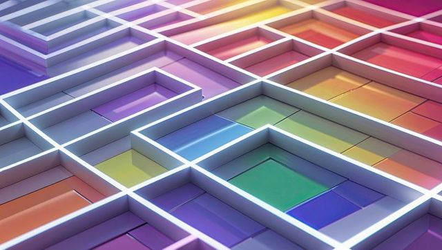 Futuristic gradient panels in 3d modular grid design