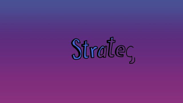 Colorful animated word 'strategy' on gradient background useful for business presentations, marketing materials, and webinars. Ideal for engaging visual elements in educational videos, promotional content, and branding projects.