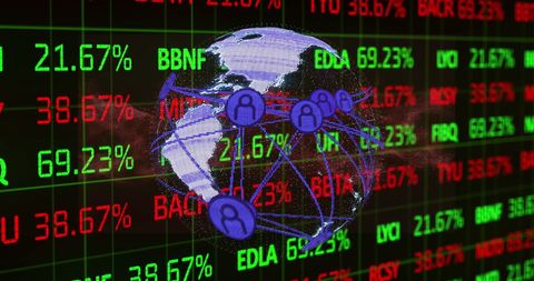 Globe Hologram Against Stock Market Trading Board - Download Free Stock Images Pikwizard.com