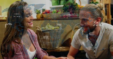 Couple Enjoying Cozy Moment in Rustic Kitchen Setting