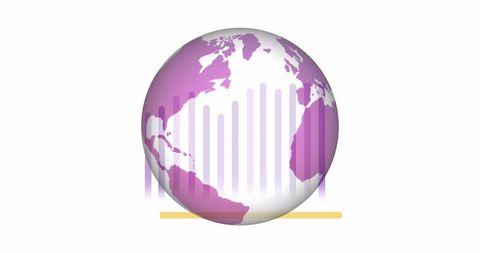 Global Data Overlay on Globe Illustrating Financial Trends
