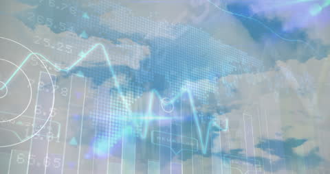 Evolving Financial Data Visualization on Skyline Background