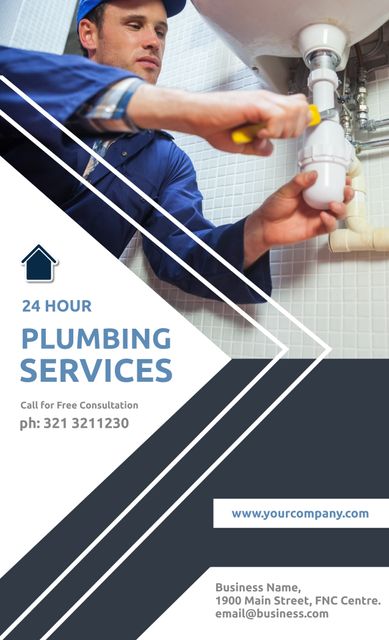 Professional Plumber Providing 24 Hour Plumbing Services - Download Free Stock Templates Pikwizard.com