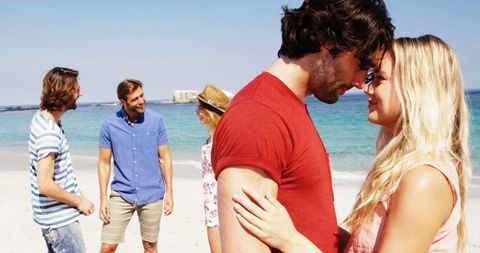 Young Adults in Love Enjoying Beach Together - Download Free Stock Images Pikwizard.com