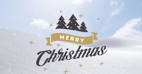 Digital merry christmas text over snow background