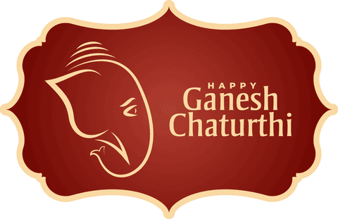 Transparent maroon ganesh chaturthi greeting with iconic ganesha line art