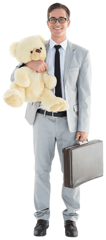 businessman holding transparent teddy bear and briefcase - Download Free Stock Videos Pikwizard.com