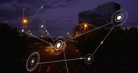 global network connections in night cityscape - Download Free Stock Images Pikwizard.com