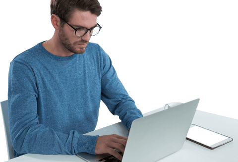 Professional Man Typing on Laptop in Transparent Background - Download Free Stock Videos Pikwizard.com