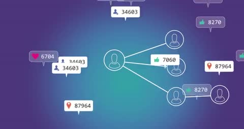 Digital Networking with Social Media Interaction Animated Connections