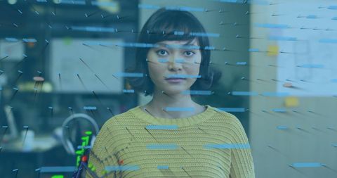 Woman Engaging with Innovative Digital Data Visualization