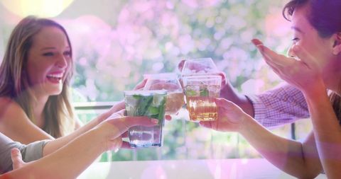 Friends Enjoying Drinks and Celebration