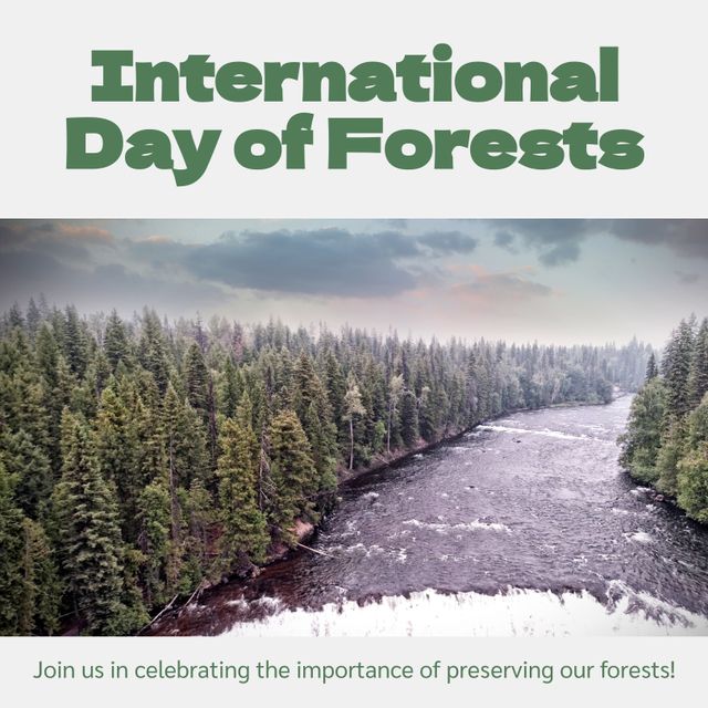 International Day of Forests Celebration with Scenic River and Lush Trees - Download Free Stock Templates Pikwizard.com