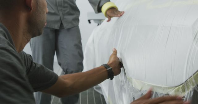 Auto Technician Applying Protective Film on Car - Download Free Stock Images Pikwizard.com