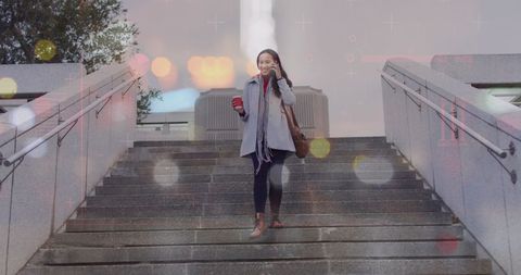 Abstract Double Exposure with Woman on Smartphone