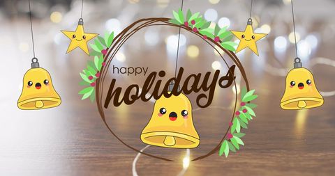 Happy holidays festive bells modern graphic design