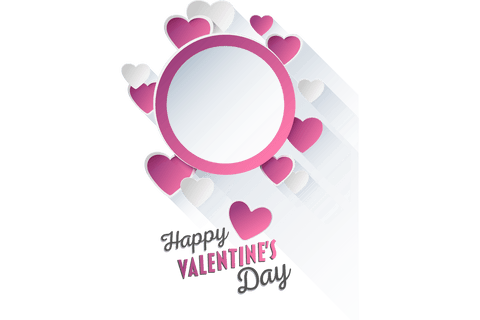 Romantic Pink Heart Frame Valentine's Day Transparent Design