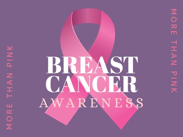 This image is ideal for use in health campaigns, breast cancer awareness events, and support group materials. It effectively conveys the message of supporting breast cancer initiatives with the strong symbol of the pink ribbon on a comforting purple background. The prominent text 'Breast Cancer Awareness' helps instantly communicate the important cause.