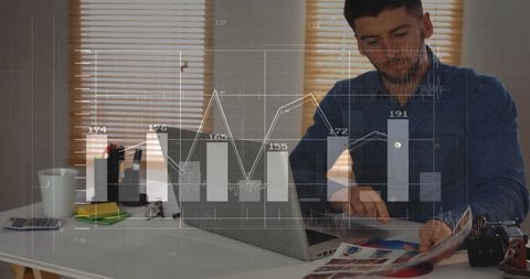 Businessman Analyzing Data with Interactive Charts