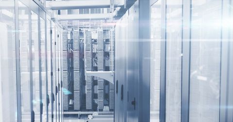 Modern Data Center with Digital Processing Graphic Overlay - Download Free Stock Images Pikwizard.com
