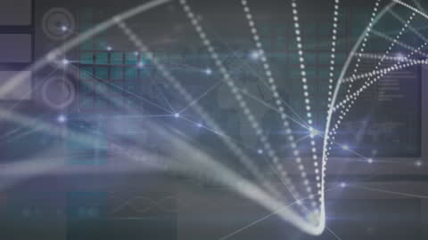 Digital DNA Helix Overlaid on World Map Background