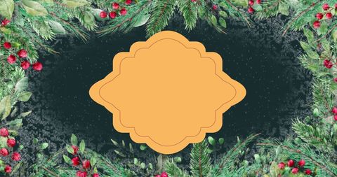 Festive Green Christmas Frame with Foliage and Blank Space