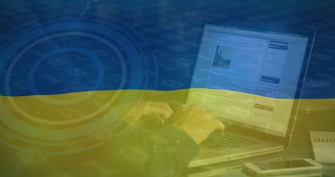 Cyber warfare in ukraine, anonymous hacker online concept