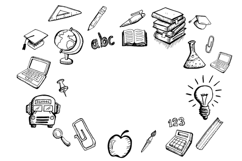 Transparent educational icons for school and learning concepts