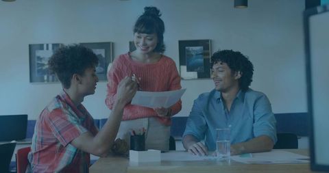 Creative Team Meeting in Modern Office Collaborating on Project