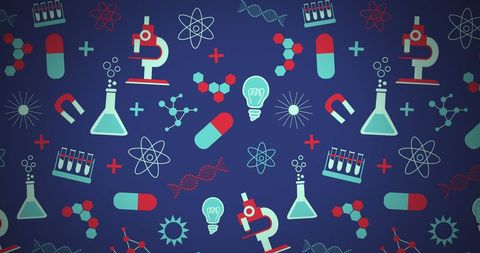 Scientific Icons Pattern on Blue Background Illustrating Education Theme - Download Free Stock Images Pikwizard.com