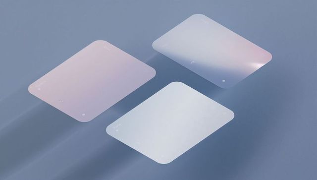 Hovering translucent rounded panels pastel gradients soft shadows minimal ui mockup