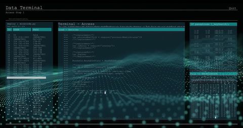 Futuristic Data Terminal with Code and Digital Interface Overlay - Download Free Stock Images Pikwizard.com