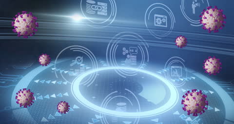 Digital Visualization of Covid-19 Cells with Data Processing Themes