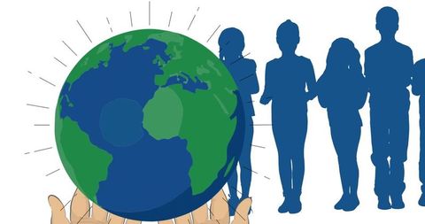 Global Unity and Earth Conservation Concept Illustration