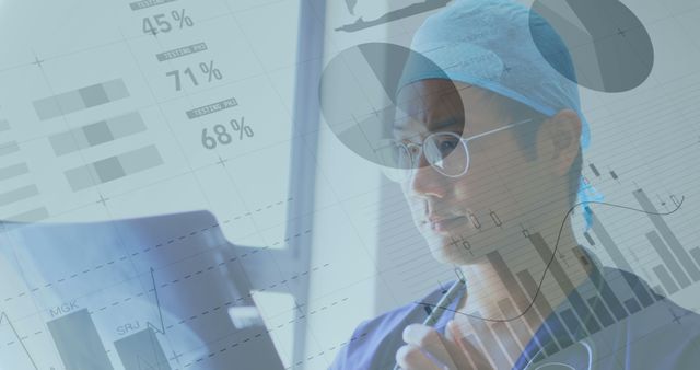 Medical Professional Analyzing Data with Digital Overlay - Download Free Stock Images Pikwizard.com