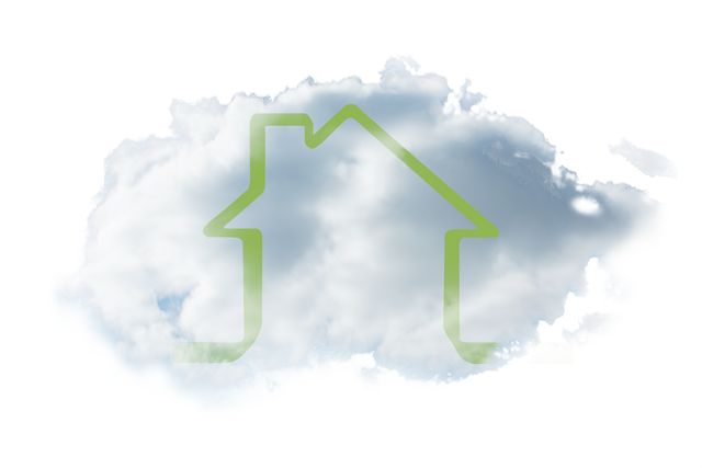 Green House Symbol Over Digital Cloud on Transparent Background - Download Free Stock Videos Pikwizard.com