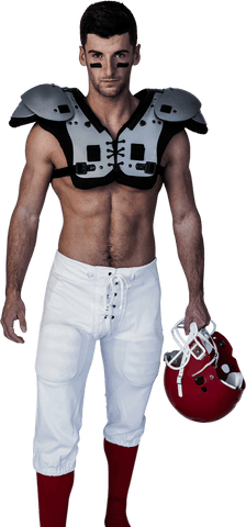 Transparent Rugby Player Wearing Shoulder Pads Holding Helmet - Download Free Stock Videos Pikwizard.com