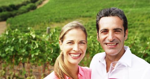 Happy Couple Enjoying Scenic Vineyard Lifestyle - Download Free Stock Images Pikwizard.com