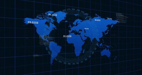 World Map with Digital Data Grid and Numbers for Analytics - Download Free Stock Images Pikwizard.com