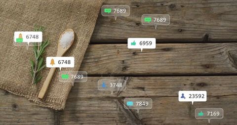 Digital Notifications on Rustic Culinary Background