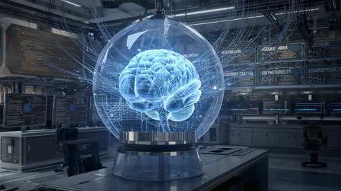 AI-Powered Brain Hologram Processing in High-Tech Laboratory