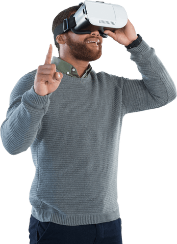 man using virtual reality headset with gesture on transparent background - Download Free Stock Videos Pikwizard.com