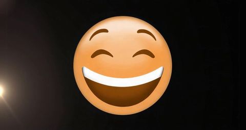 Glowing Smiling Emoji in Dark Abstract Background