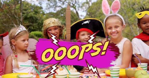 Kids Costume Party with Comic Text Overlay Surprise - Download Free Stock Images Pikwizard.com