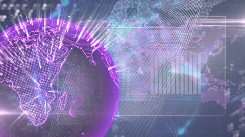 Futuristic Digital Globe with Data and DNA Visuals