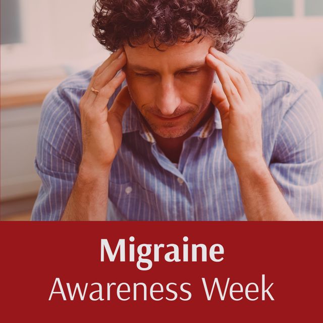 Man Suffering Severe Migraine During Migraine Awareness Week Campaign - Download Free Stock Templates Pikwizard.com