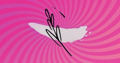 Abstract paint stroke over vibrant pink-purple spiral art