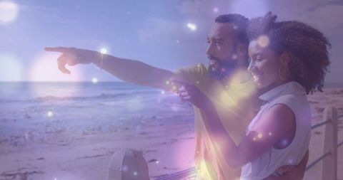 Loving Couple Enjoying Scenic Ocean View and Bonding Together