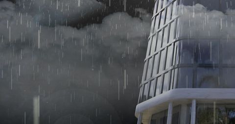 Rain Pouring Over Modern Skyscraper Amidst Stormy Sky - Download Free Stock Images Pikwizard.com
