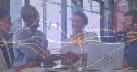 Diverse Business Meeting with Digital Network Overlay - Download Free Stock Images Pikwizard.com